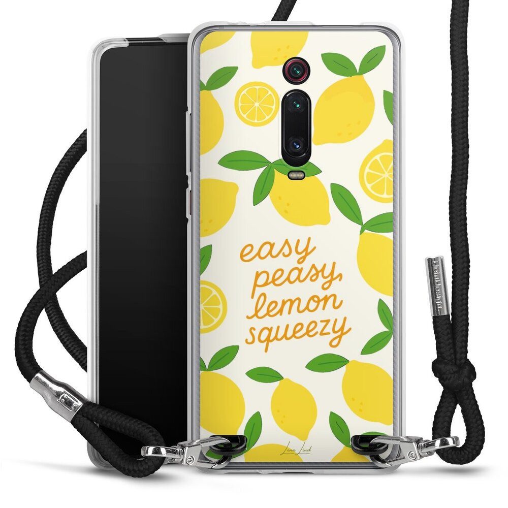 DeinDesign Handyhülle Zitrone Spruch Statement Easy Peasy Lemon Queezy, Xiaomi Mi 9T Handykette Hülle mit Band Case zum Umhängen
