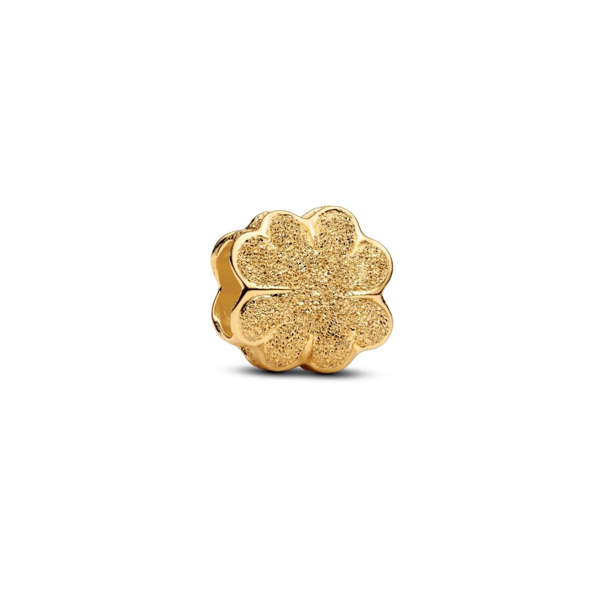 Pandora Charm-Einhänger Pandora Mini-Charm Kleeblatt Strukturiert 14 Karat Vergoldet 764047C00