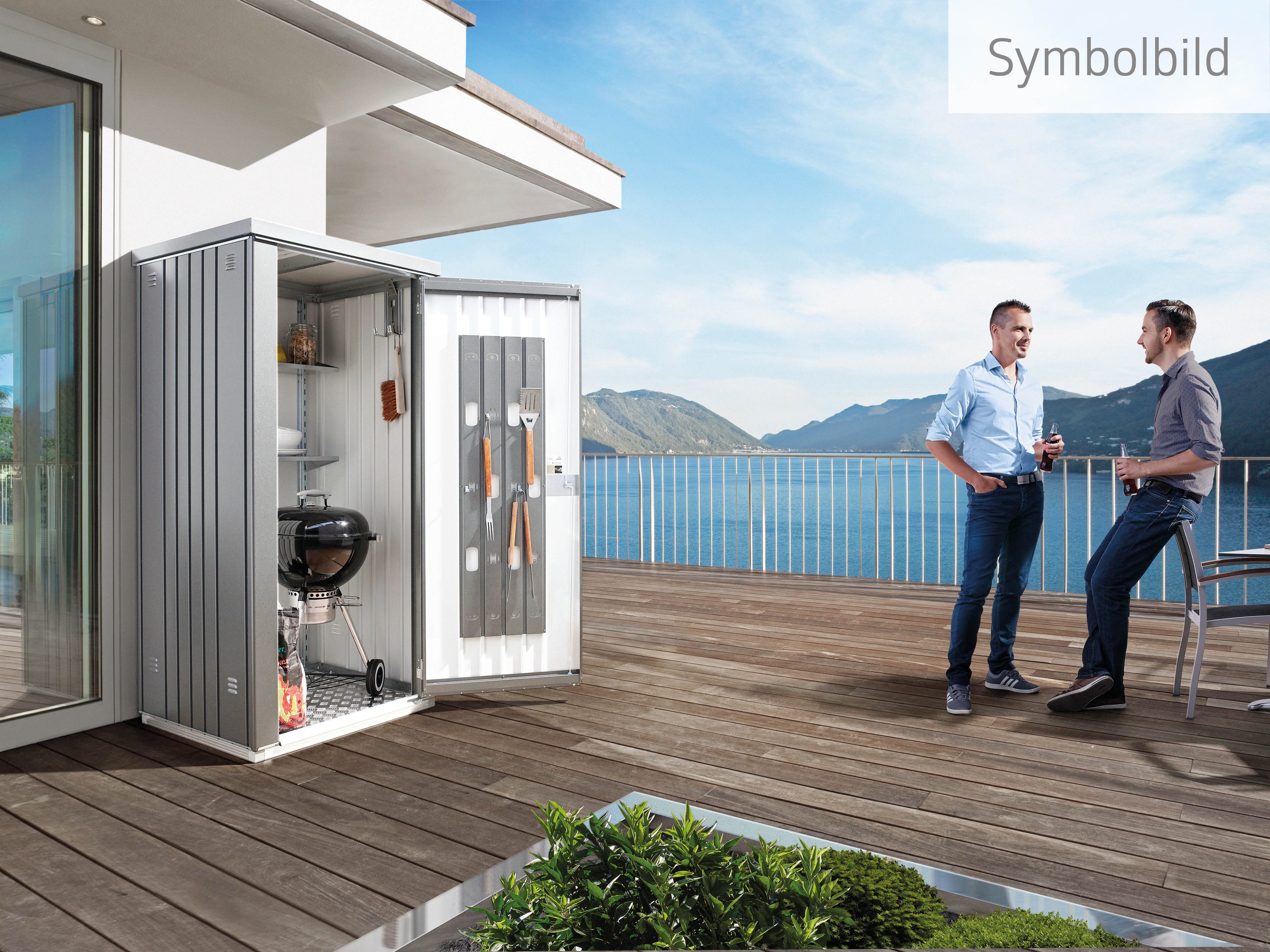 Biohort Garten-Geräteschrank Gr. 90, verschiedene Farben, BxT: 93x83 cm, aus Metall mit hohem Nutzwert