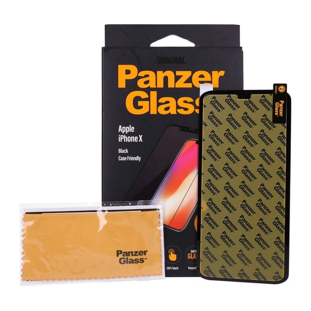 PanzerGlass Schutzfolie für iPhone X in schwarz Case Friendly