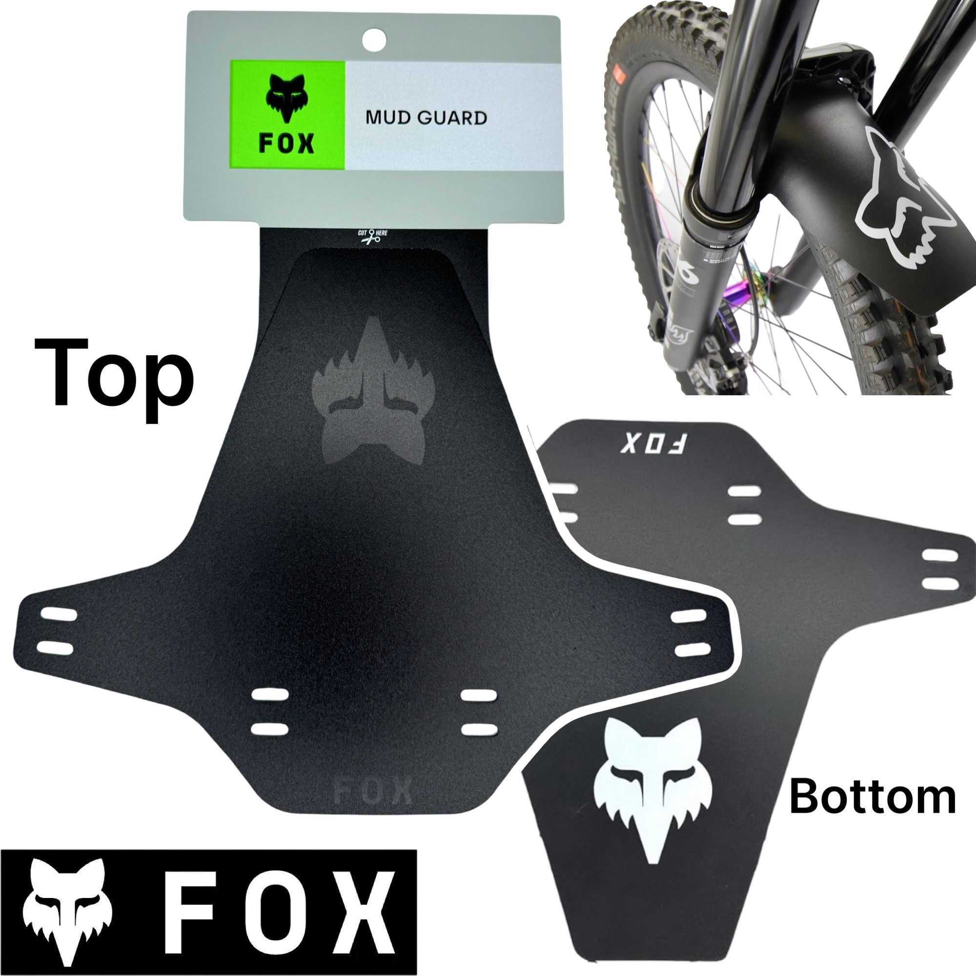 Fox Racing Schutzblech Fox Mud Guard Fahrrad Schutzblech Retro Logo Schwarz