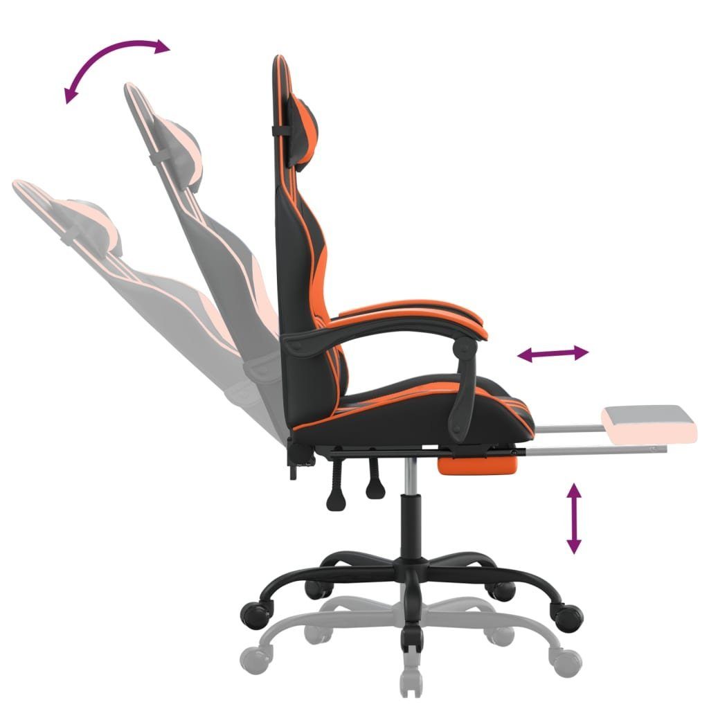 Fußstütze Kunstleder vidaXL (1 St) Orange | Gaming-Stuhl mit Gaming-Stuhl Schwarz Schwarz und und und Schwarz Orange Orange