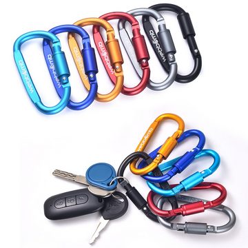 WEBBOMB Karabiner Haken 8 cm Karabinerhaken Schraubkarabiner für Camping Sport Wandern, (2 St)