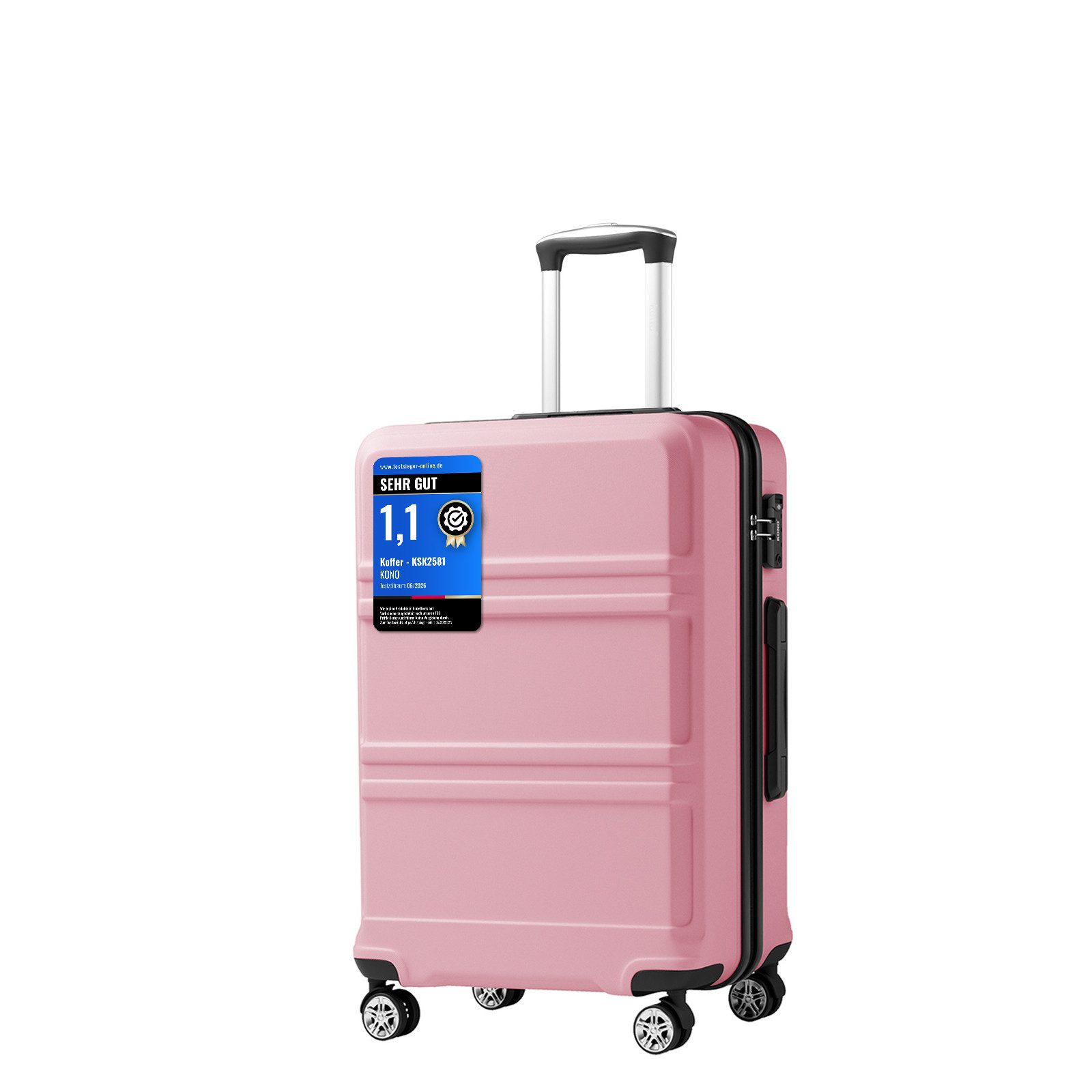 KONO Hartschalen-Trolley mit TSA-Schloss - Reisekoffer und Rollkoffer in einem