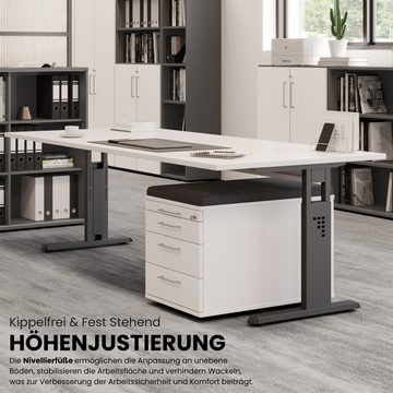 bümö Schreibtisch Serie-O - Arbeitshöhe: höhenverstellbar, Rechteck: 120 x 80 cm - Dekor: Ahorn - Gestell: Weiß