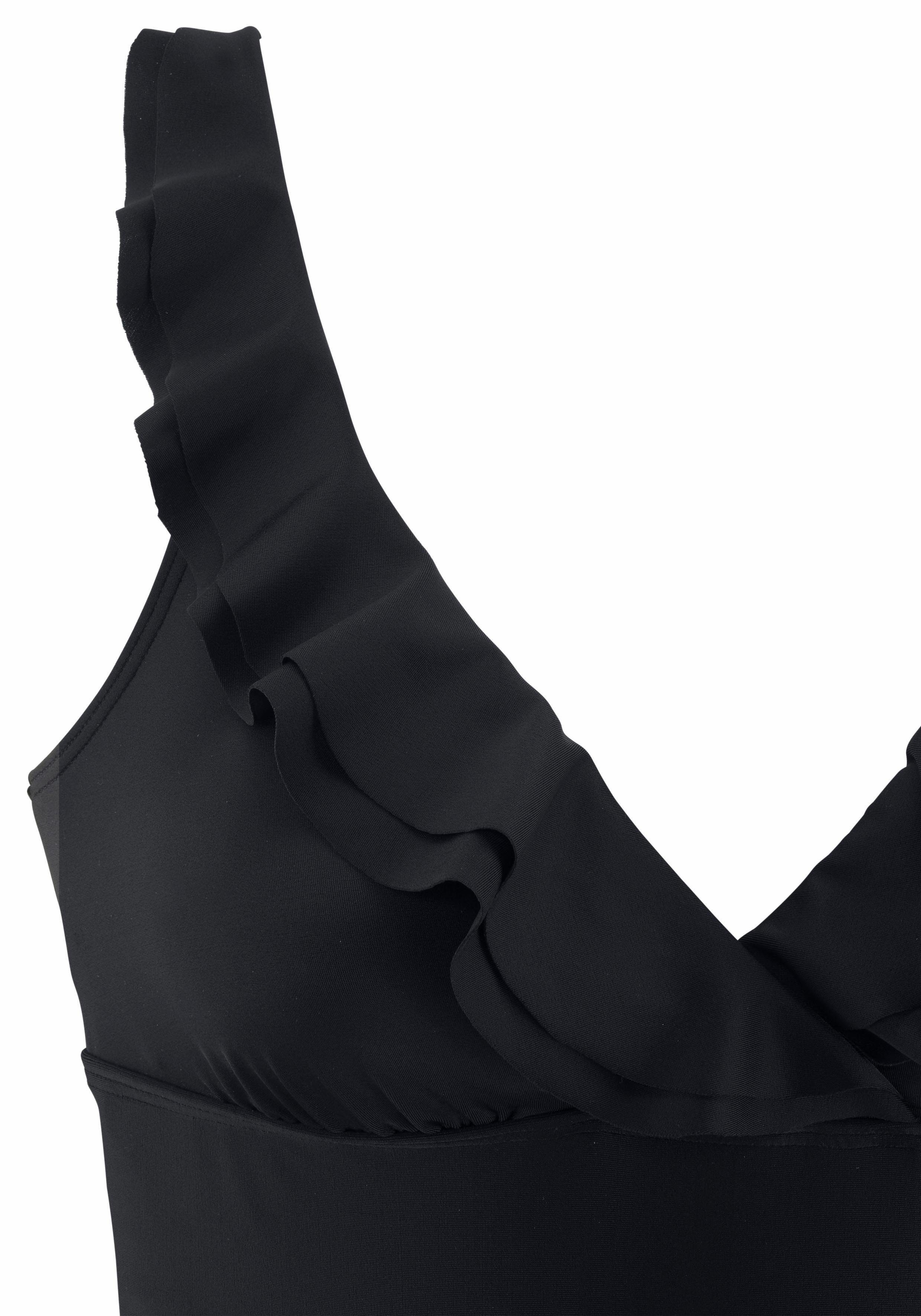 Rüsche JETTE eleganter mit schwarz Badeanzug und Shaping-Effekt