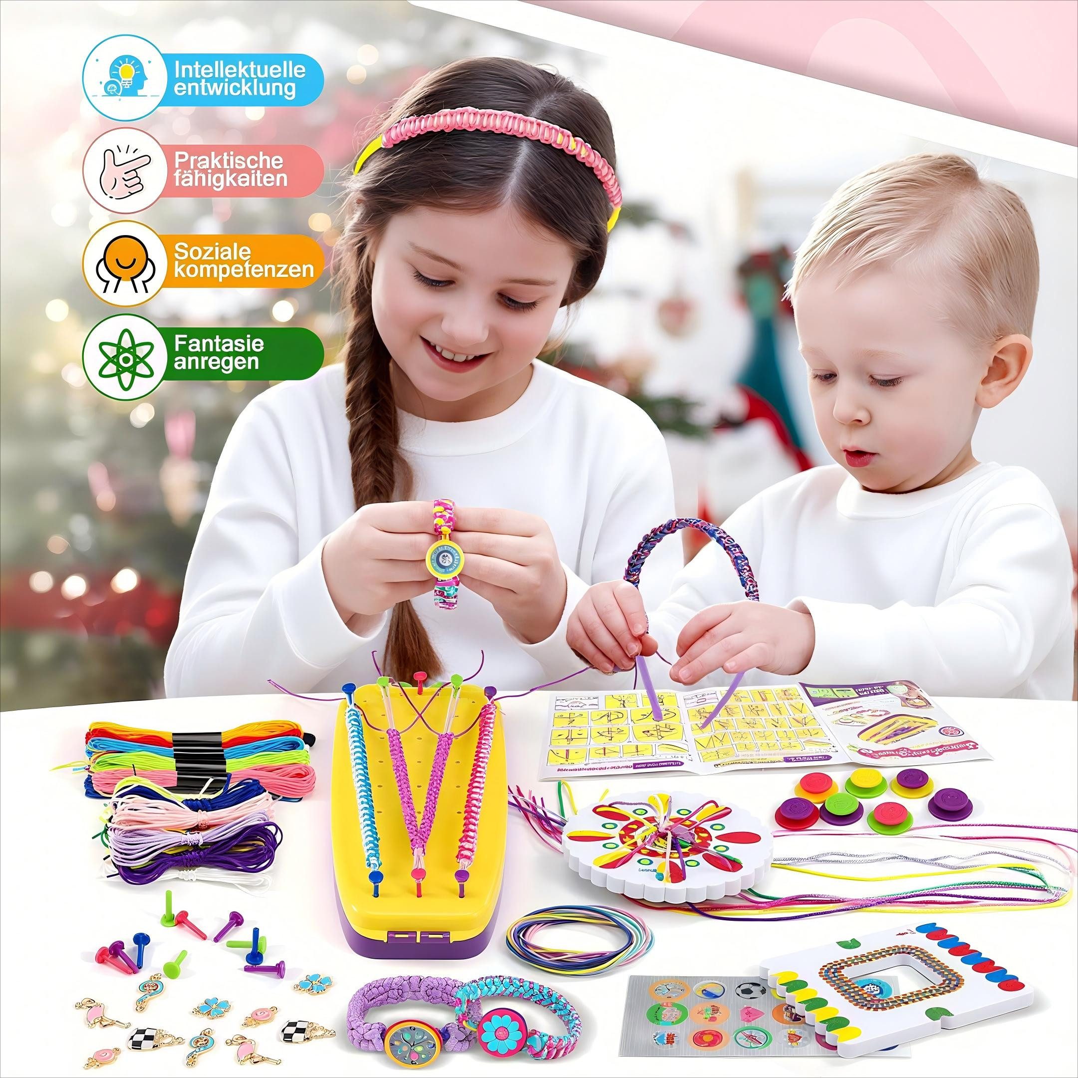 POPOLIC Creative Set Friendship Bracelets Craft Kit for Girls, (for children ages 6-12 DIY art and craft toy, 1-piece, friendship bracelet crafting braiding kit knotting kit), for girls with 40 threads for birthday gifts
