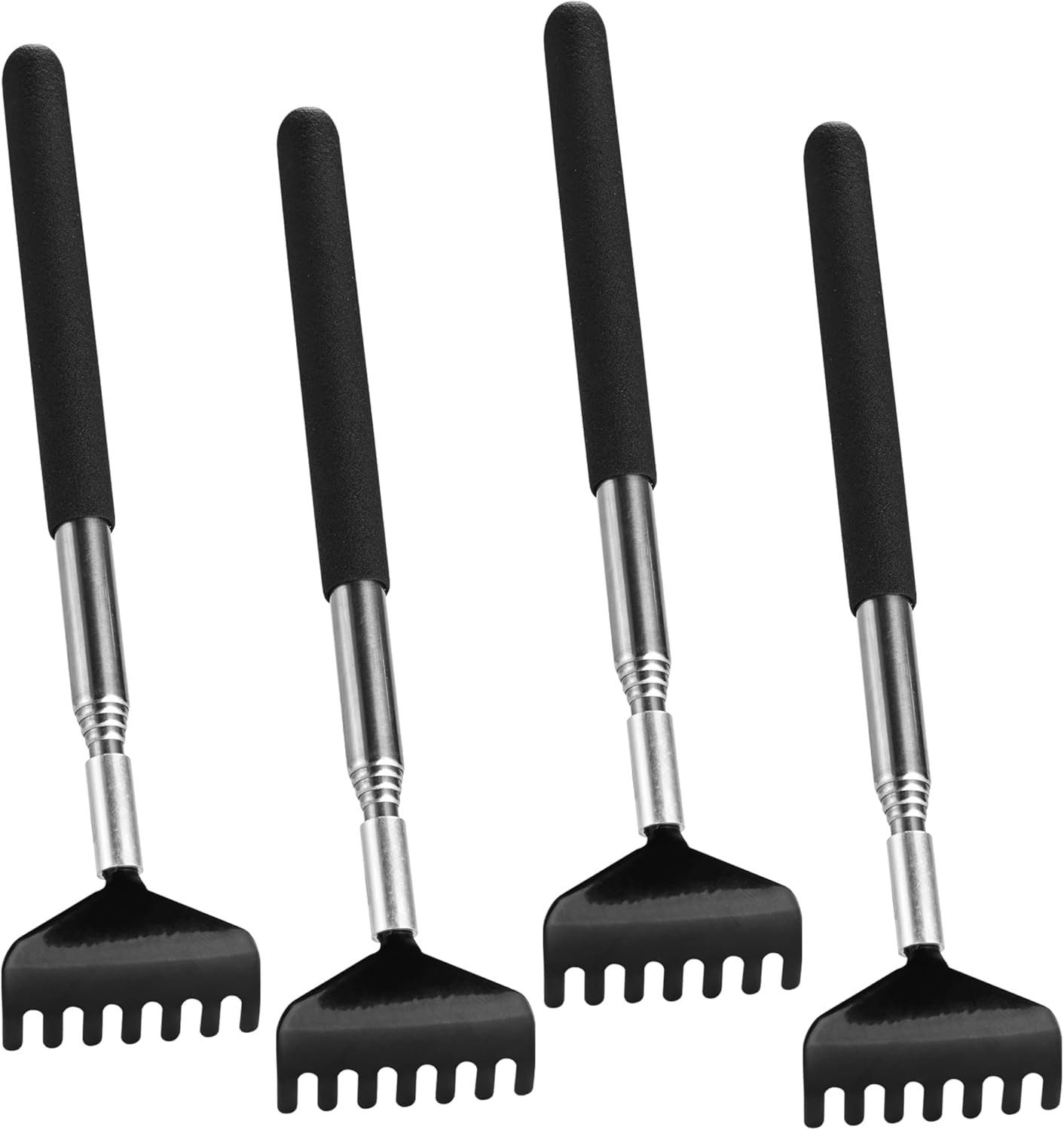Praktikraft Massagebürste 4x Rückenkratzer Teleskop: Breite Kratzhand als Massagegerät, 4er Set, 4-tlg., 4-teilig, ausziehbar