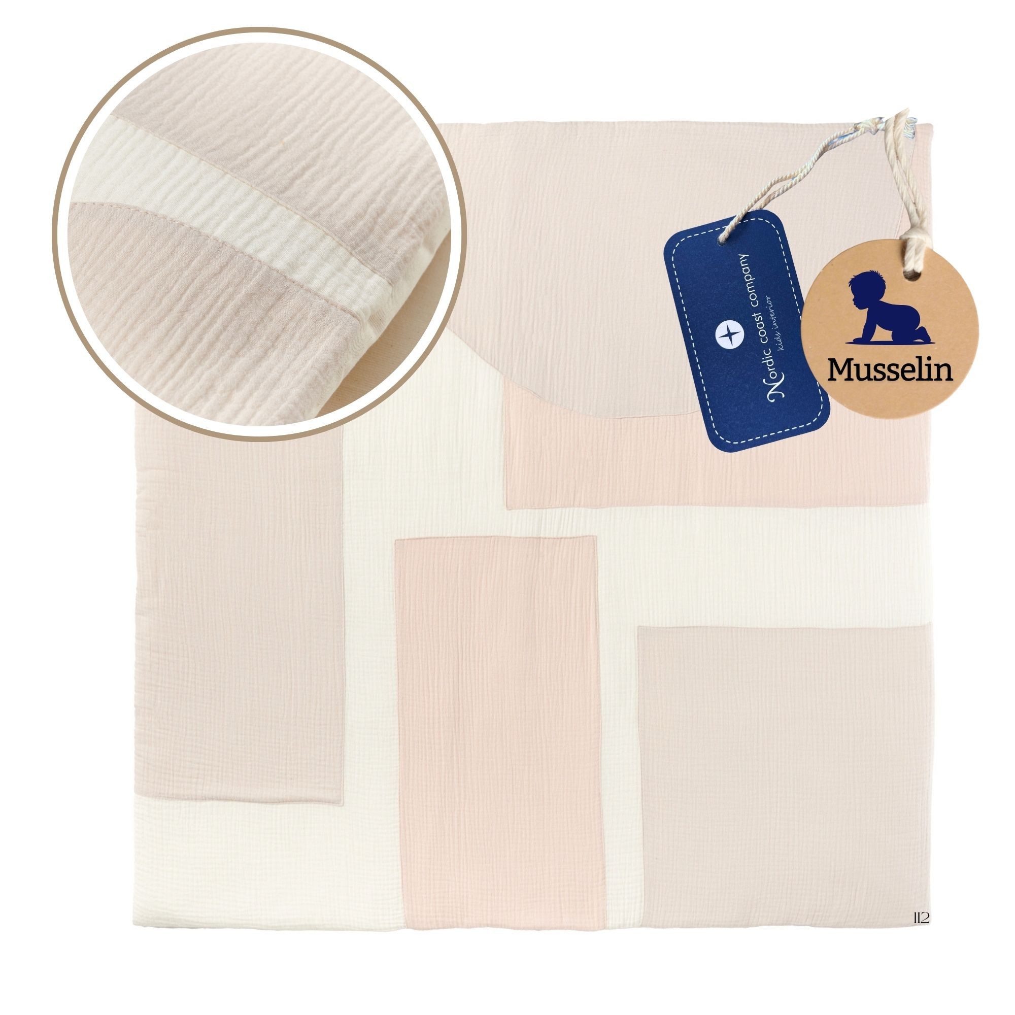 Krabbeldecke Musselin Laufstalleinlage Baby Babyzimmer Teppich, Nordic Coast Company, laborgeprüft, sanft zu Babys Haut