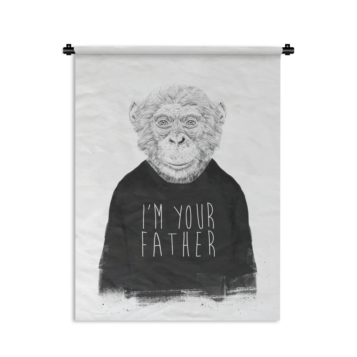 MuchoWow Wanddekoobjekt Affe - Pullover - Ich bin dein Vater - Tiere, Deko für an der Wand, Wohnzimmer, Tapisserie, Schlafzimmer