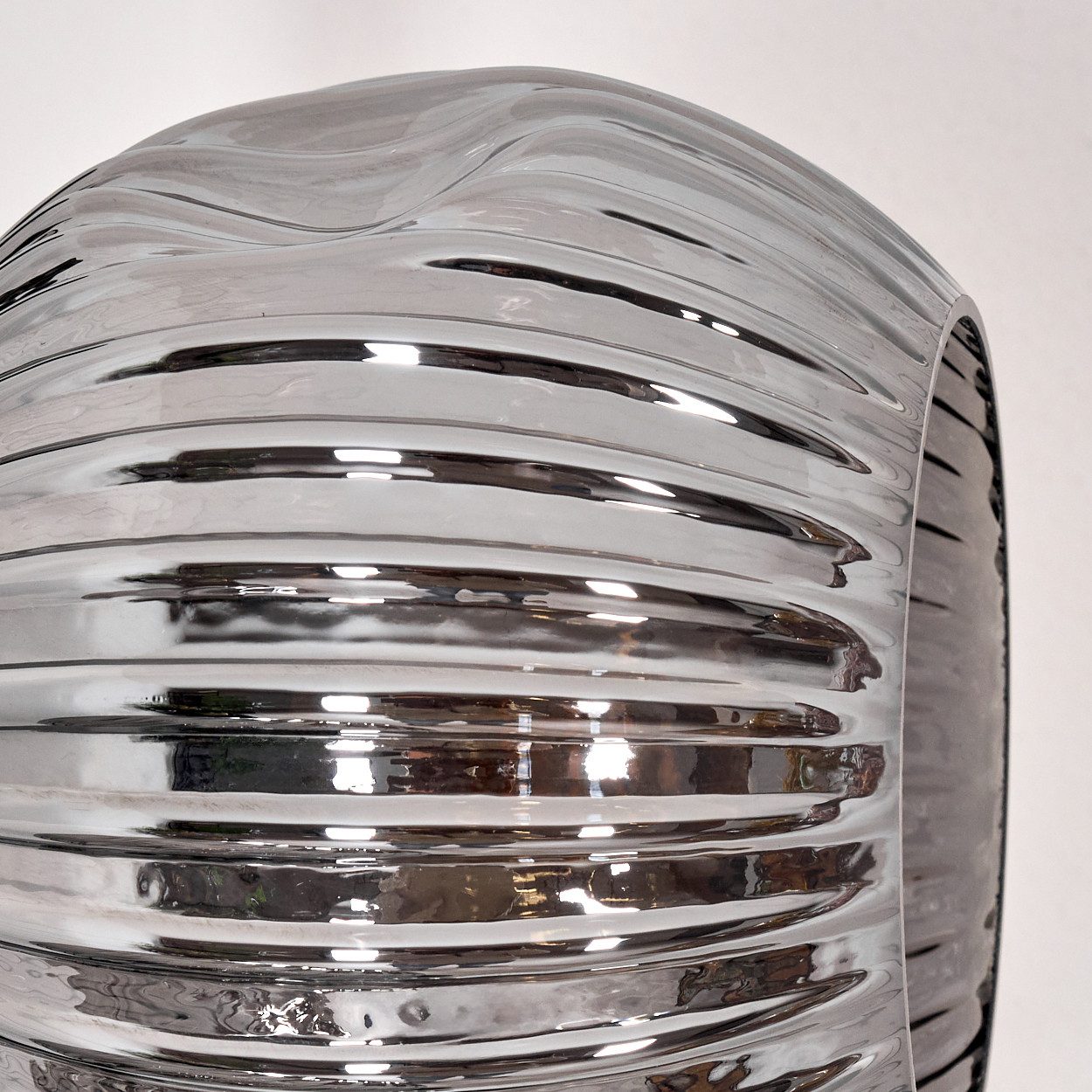 hofstein Stehlampe Stehlampe aus Metall/Riffelglas, Schwarz/Rauch, Retro/Vintage-Design, ohne Leuchtmittel, moderne Stehleuchte, Ø Schirme 15 cm, Fußschalter, 160 cm, E14