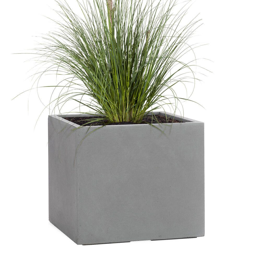 Pflanzwerk® Pflanzkübel CUBE Premium Fiberglas Blumenkübel Frostbeständig mit Lotus-Effekt, Lotus-Effekt - Handgefertigt - Eckig - Frostbeständig