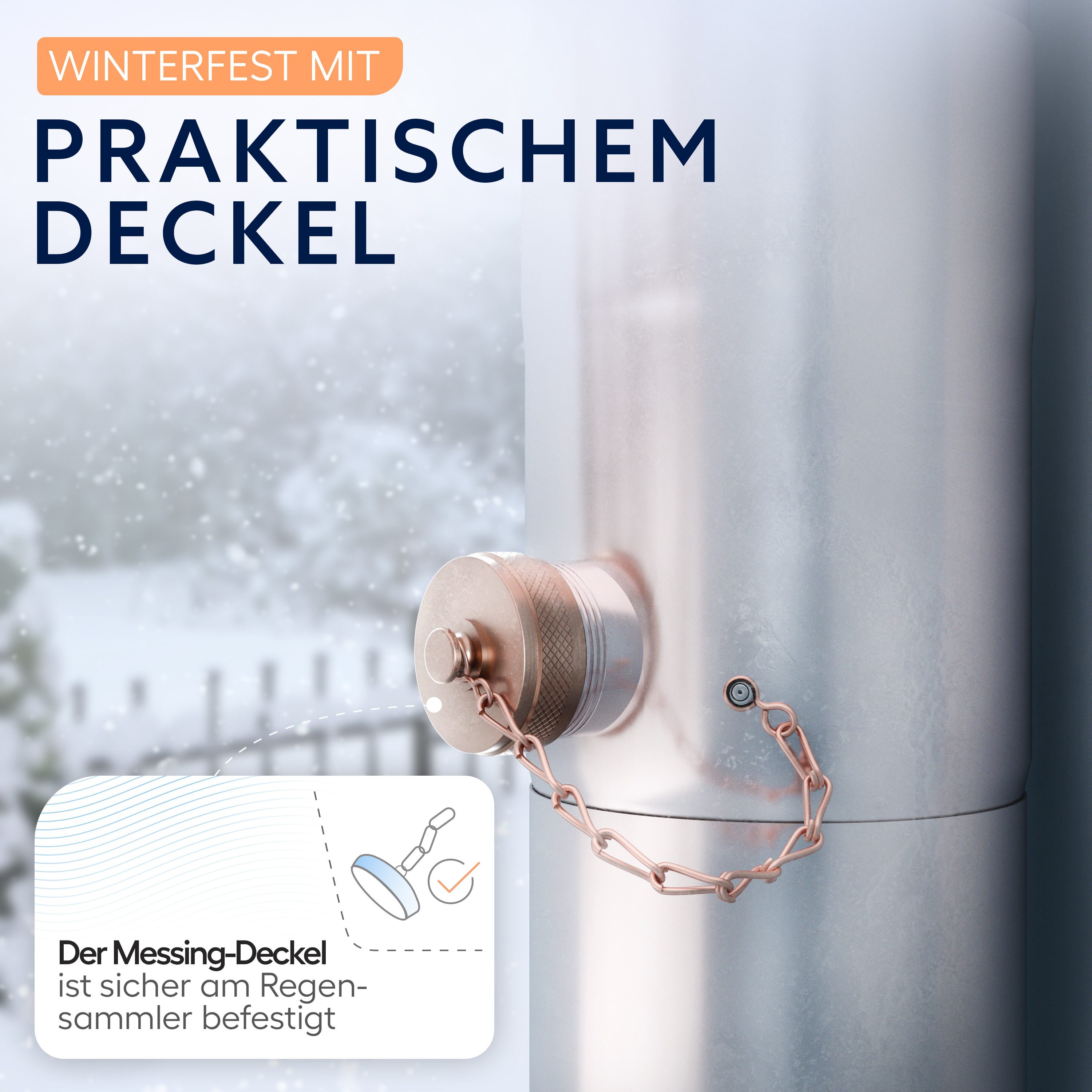 Drei Eichen Regentonnenfüllautomat Regenwassersammler mit Sieb - Fallrohre 8cm 10cm Edelstahl Schlauch, Edelstahl, Überlaufschutz, inkl. Sieb, Schlauch und Fass – Bild 5 von 5
