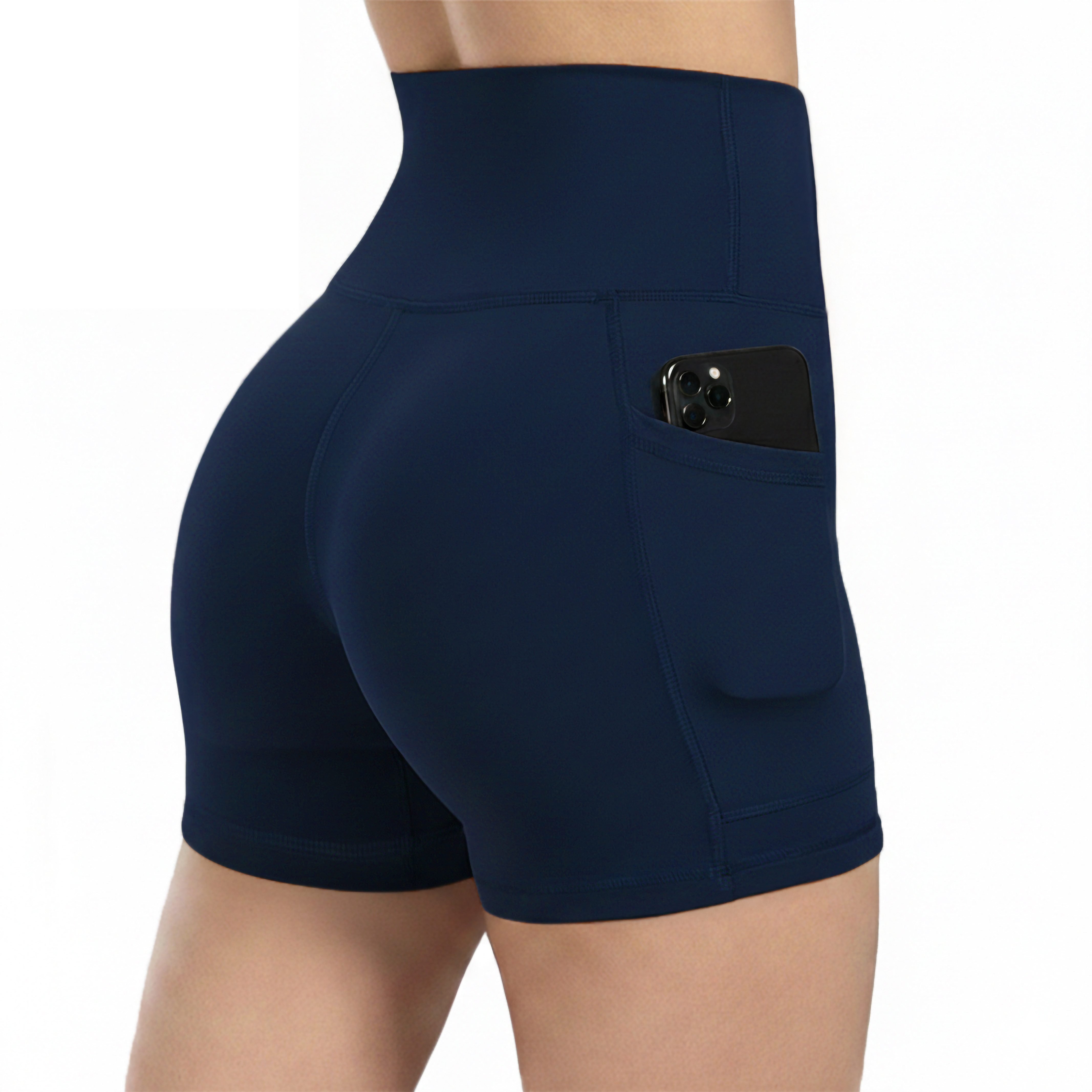 Smilodox Shorts Josie, High Waist Sportshorts enganliegend, Radlerhose Eingrifftaschen Elastischer Bund, Yogahose, Training Workout Freizeit Athleisure