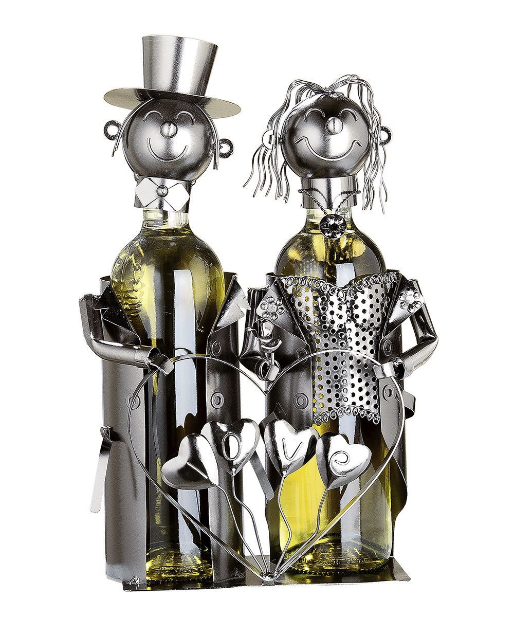 GILDE Dekoobjekt Flaschenhalter 65146 – Hochzeitspärchen – Metall – Hochzeits-Deko