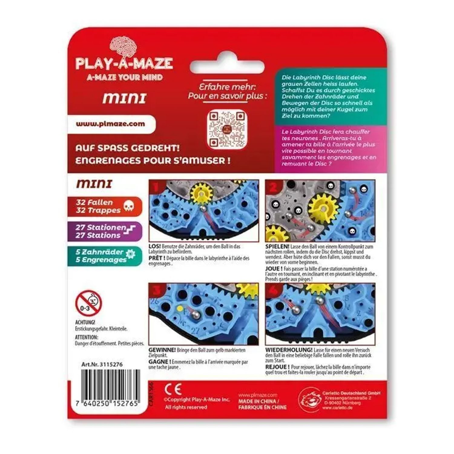 BrainBox Spiel PLAY-A-MAZE - Labyrinth Travel Disc MINI