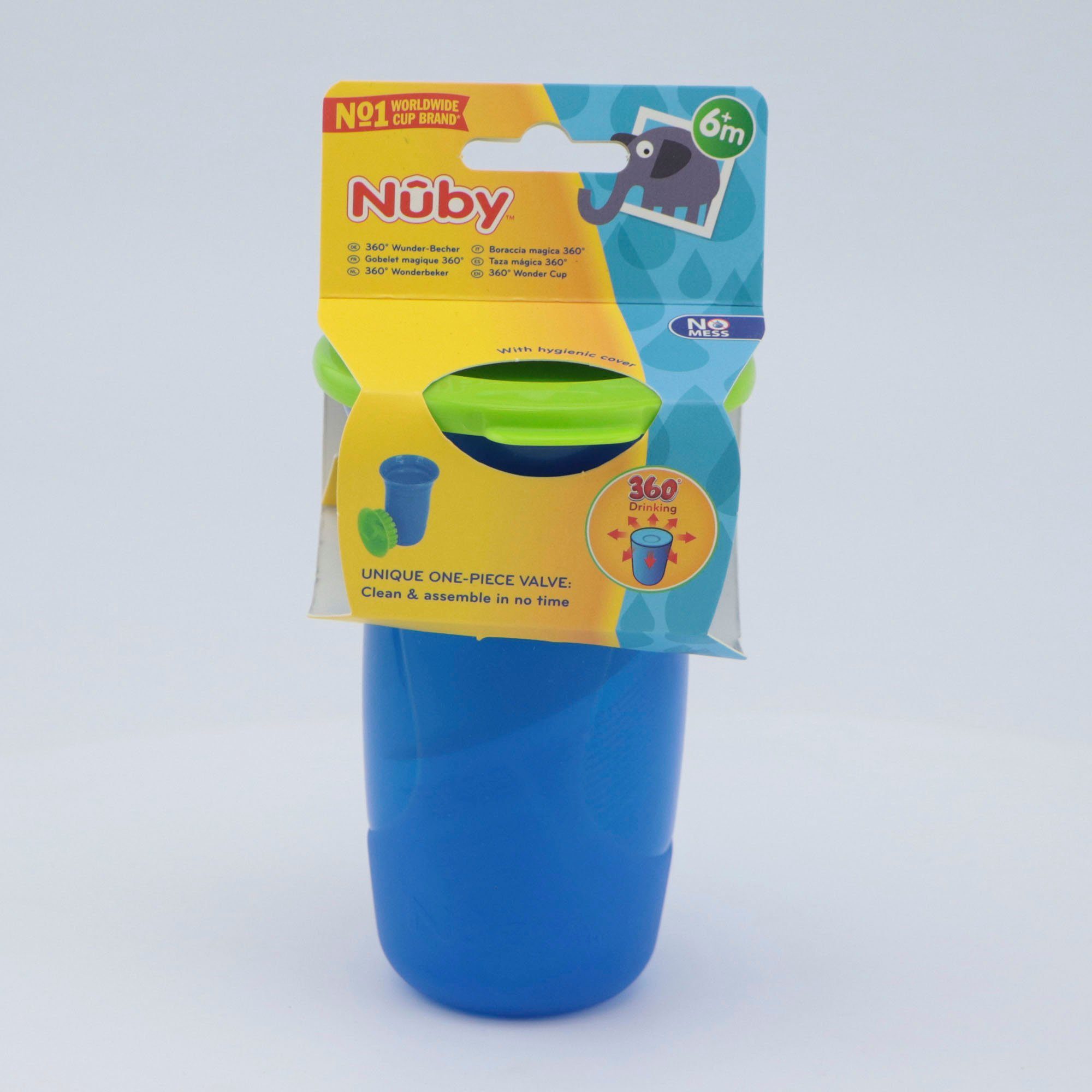 Nuby Kinderbecher 360° 300ml, Trinklernbecher blau, Polypropylen