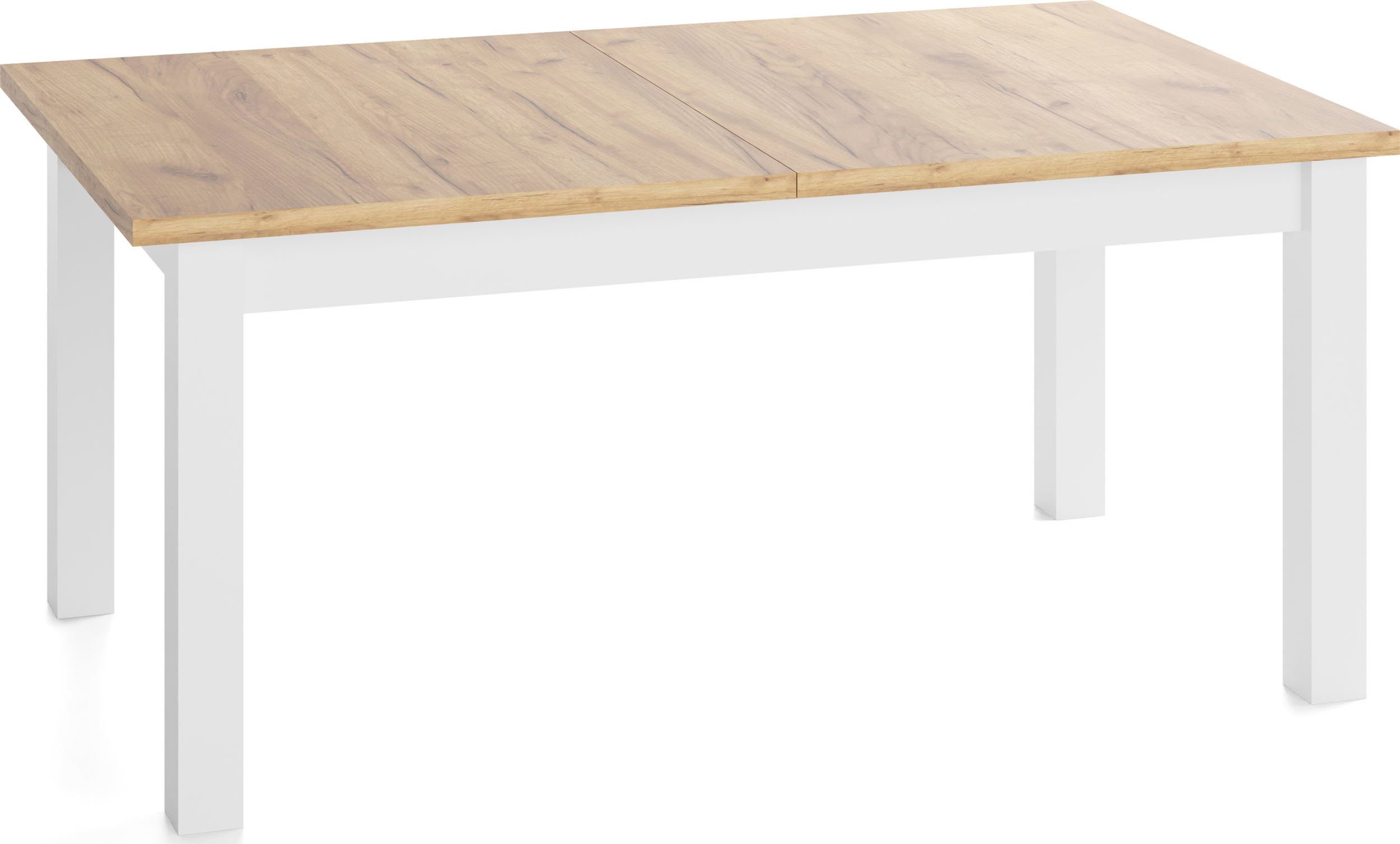 WFL GROUP Esstisch Lindberg ausziehbar verlängerbar rechteckig mit weißen Holzbeinen (MADE IN EU, XXL Groß– 120/140/150/160/200 cm ausziehbar auf 160/180/190/240/300 cm), platzsparender Tisch in Holzoptik für Küche, Esszimmer oder Wohnzimmer