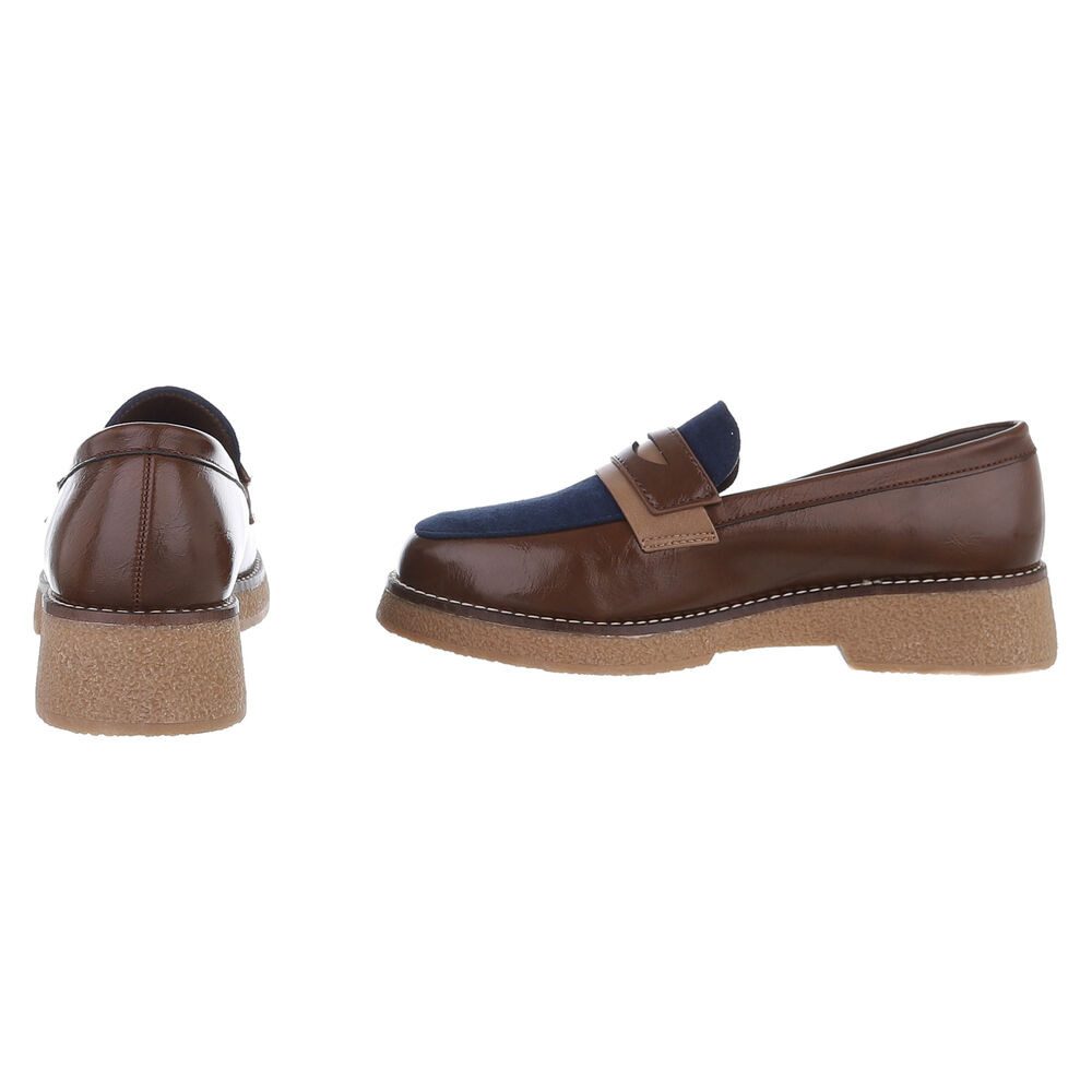 Ital-Design Elegante Damenkomfort-Schuhe mit Riemen für alle Anlässe Slipper (90169312) Blockabsatz Mokassins in Braun