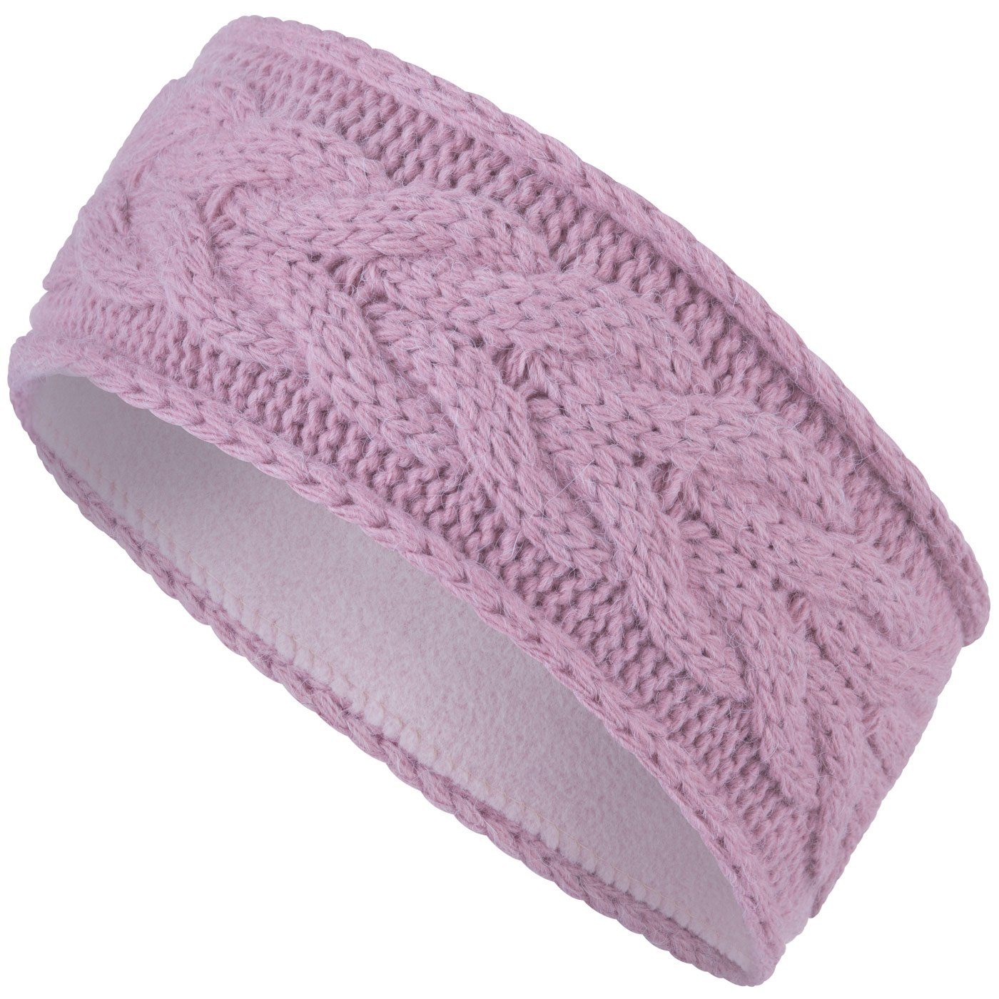 Kopfband Strickband Winterstirnband Winter Strick-Stirnband Damen (1-St) Stirnband compagno gefüttert Band Ohrenschützer rose