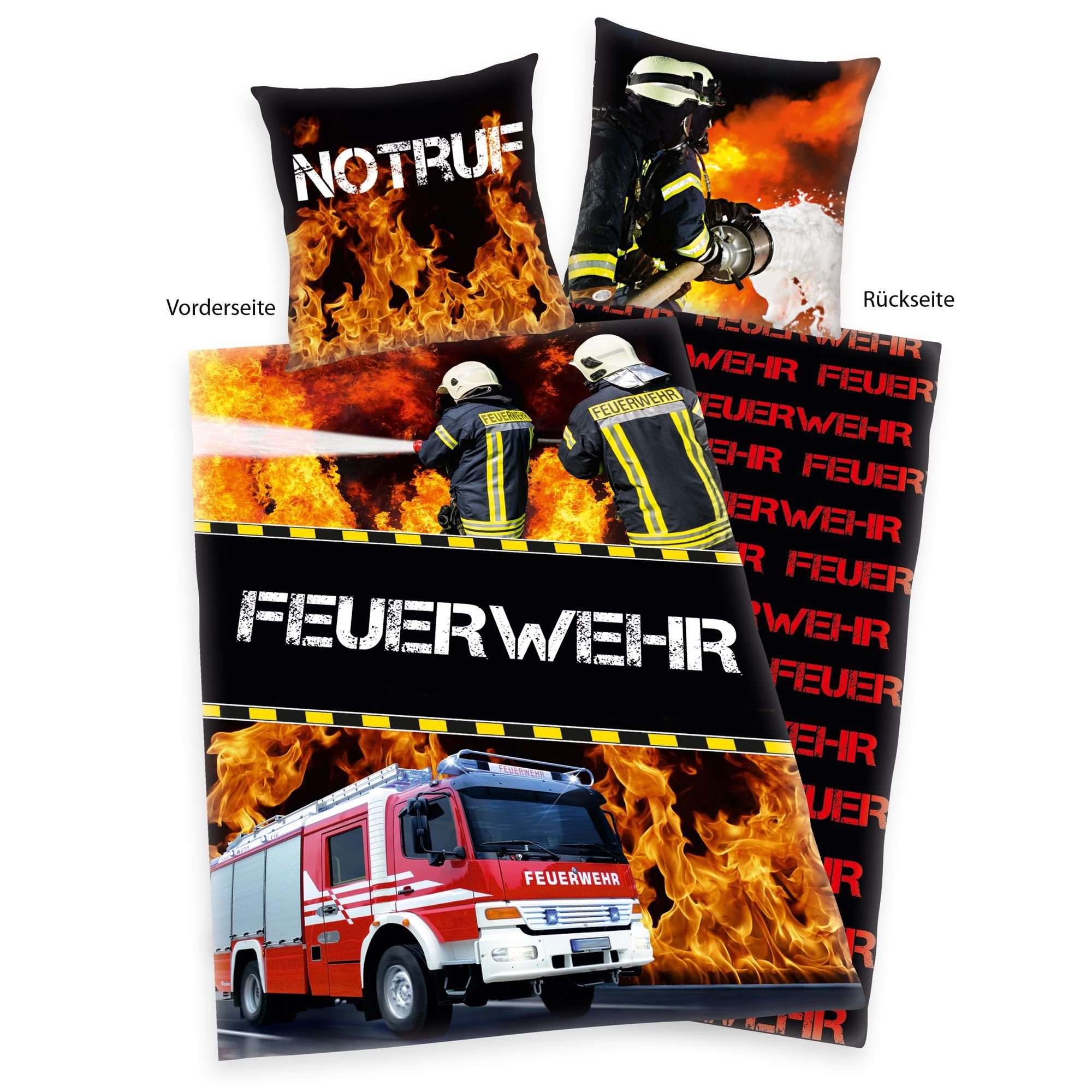 Herding Kinderbettwäsche Herding Bettwäsche Feuerwehr Notruf 80 x 80 und 13 günstig online kaufen