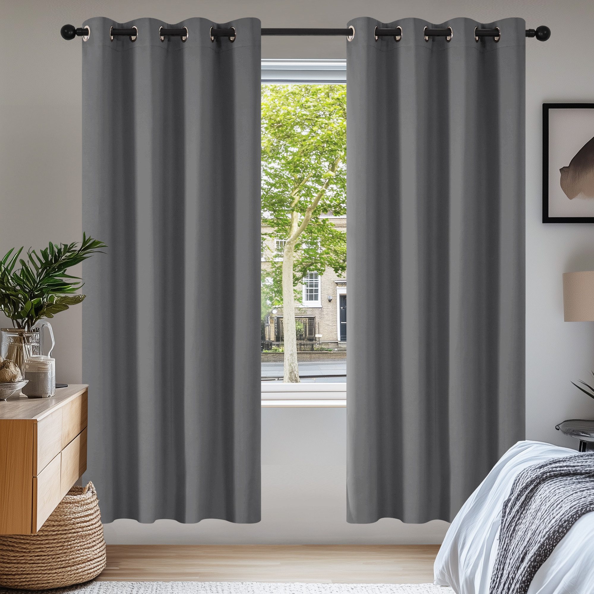Deconovo Verdunkelungsvorhang Gardinen mit Ösen Blickdichte Vorhang Kälteschutz Schlafzimmer 2er Set, Blackout Curtain einfarbig Thermo Vorhang Verdunkelung Wärmeisolierend