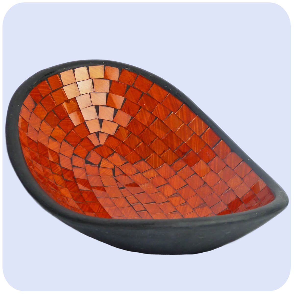Dekoschale SIMANDRA Glas-Mosaikschale Tonschale Orange oval XL