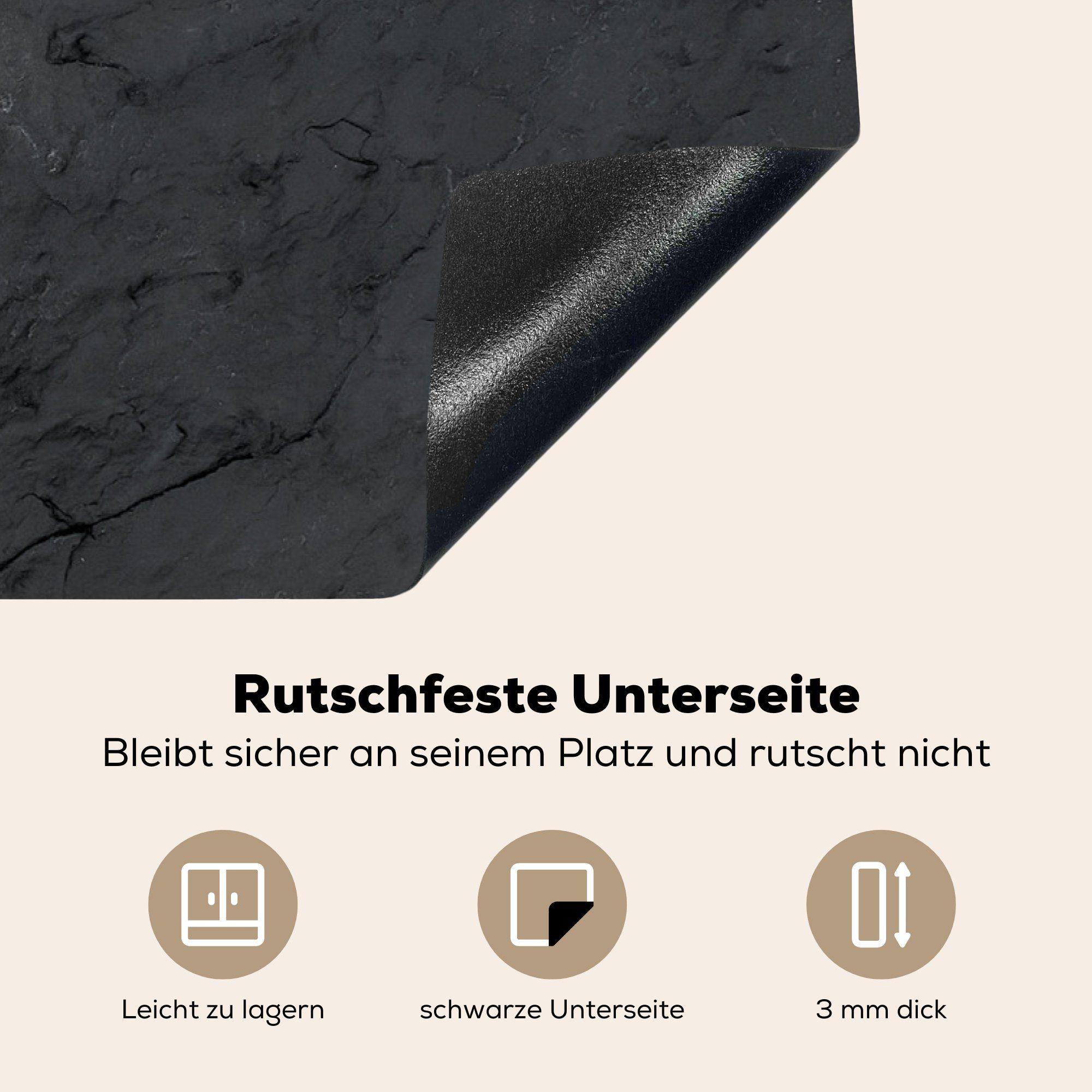 Vinyl, Grau Beton Induktionskochfeld küche, Ceranfeldabdeckung MuchoWow Induktionsabdeckplatte (1 Herdblende-/Abdeckplatte - cm, - tlg), - für Schutz Industrie 81x52 - Induktionsschutz, die