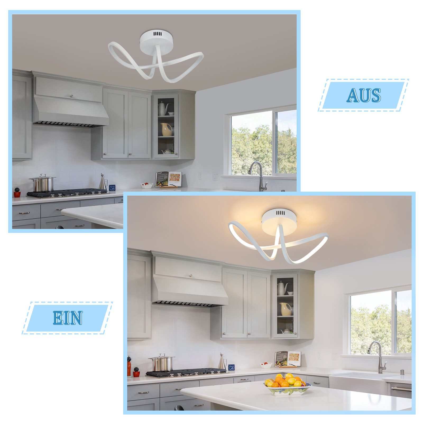 ZMH LED Deckenleuchte Wohnzimmer 3 Blatten verflochten 25/34/40CM Modern für Schlafzimmer, Augenschutz, Einfache Installtion, LED fest integriert, LED fest integriert