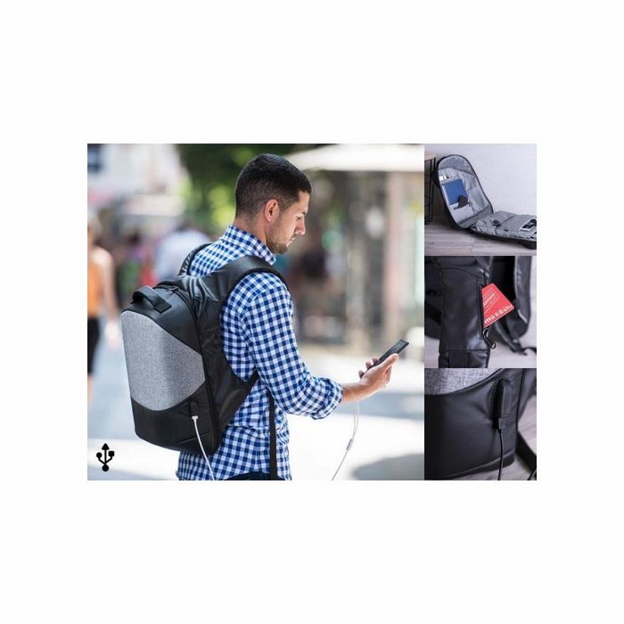 Bigbuy Rucksack Diebstahlsicherer Rucksack mit USB und Fach für Tablet und Laptop 145947 Ergonomisch Backpack