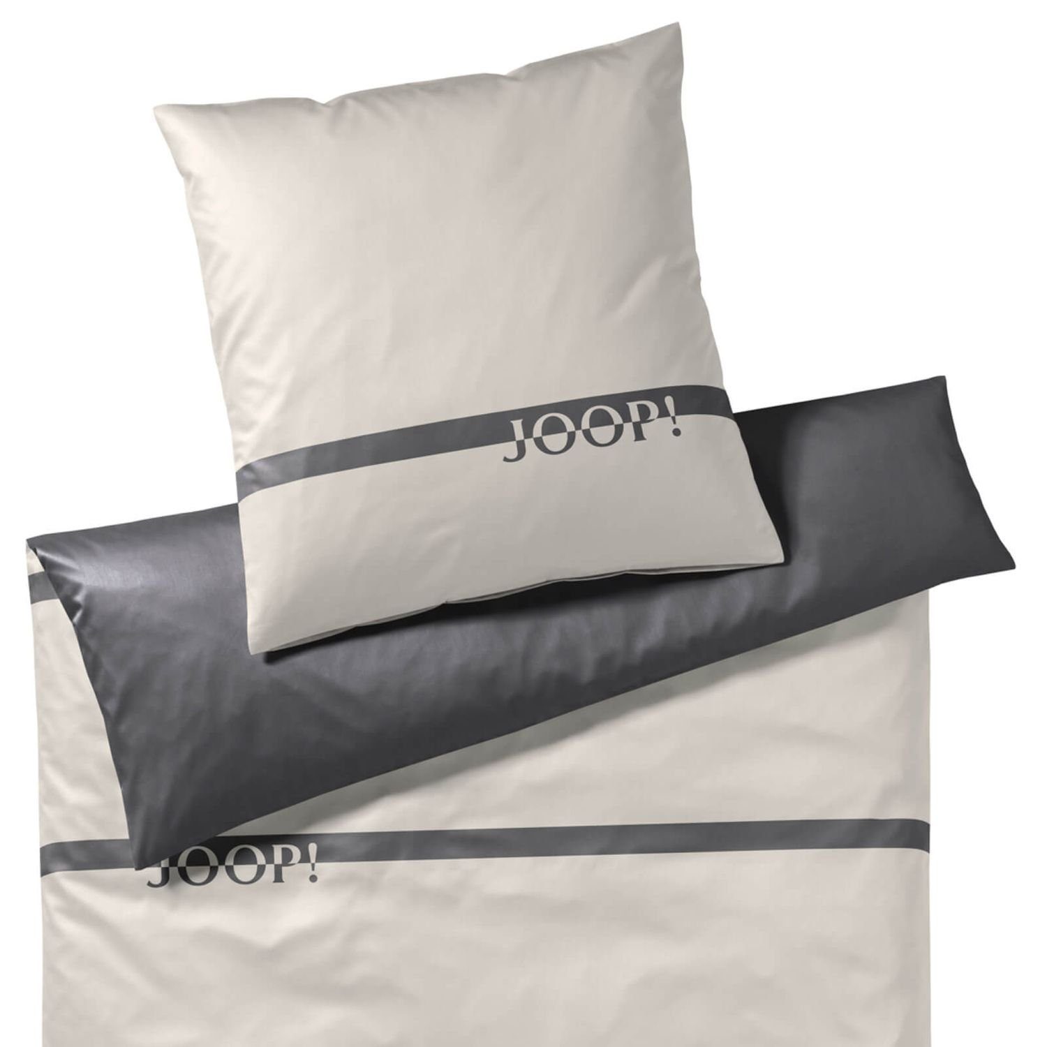 JOOP! Bettwäsche Logo Stripes 4101 9 Stone, Mako-Satin, 2 teilig, Logo, Sch günstig online kaufen