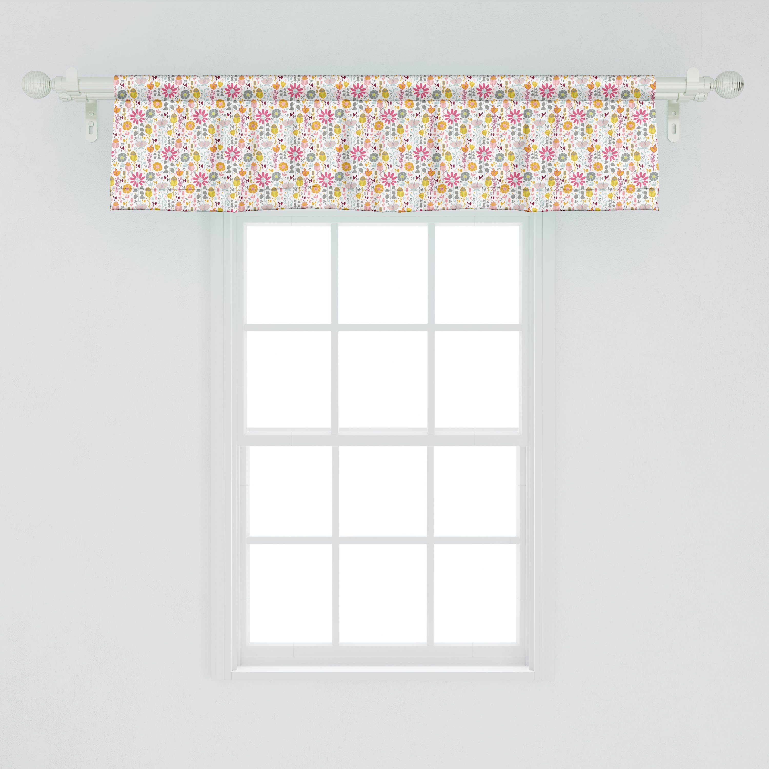 Scheibengardine Vorhang Volant für Time Dekor Microfaser, Blumen mit Blumen Küche Stangentasche, Abakuhaus, Dainty Schlafzimmer Spring