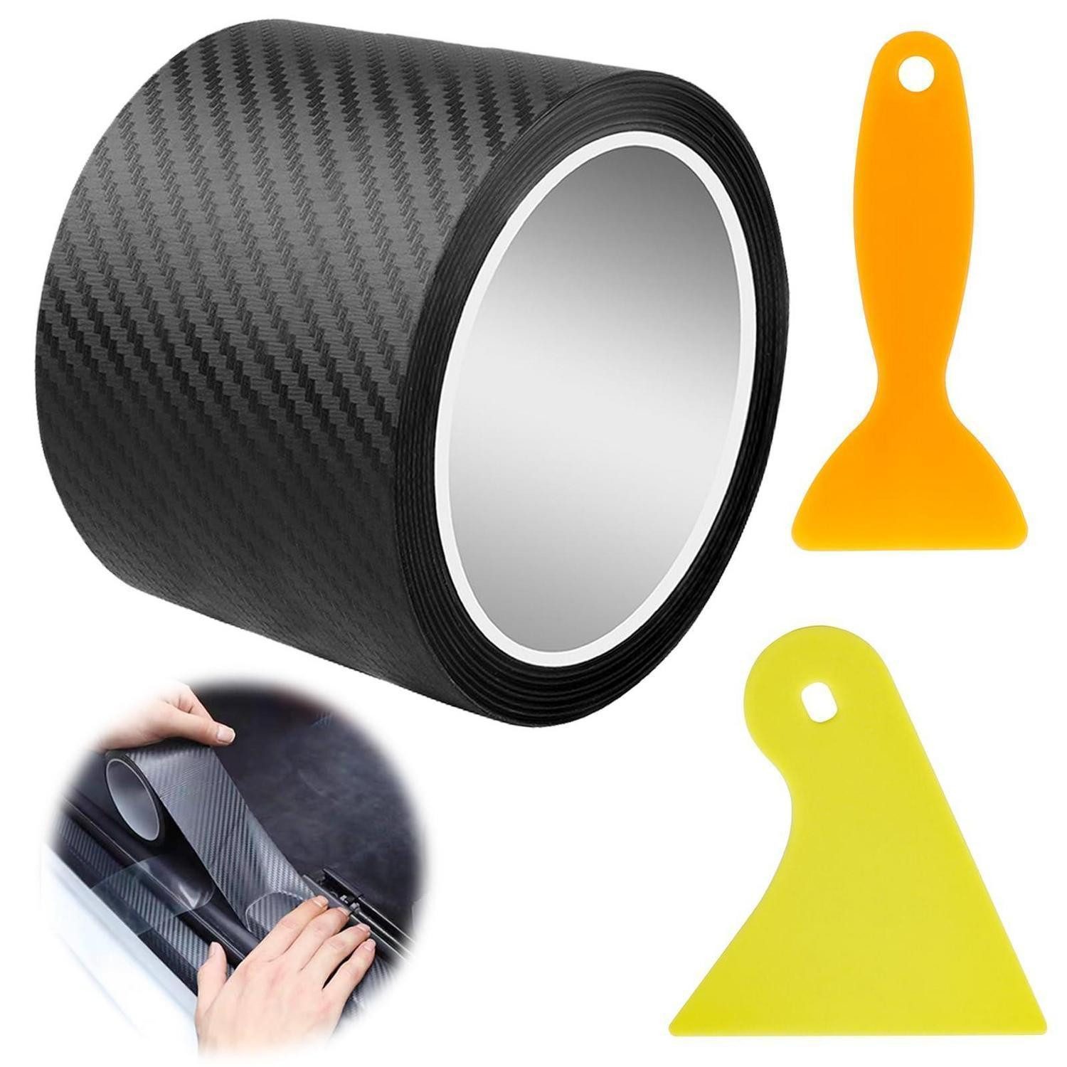 LuxusKollektion Lackschutzfolie Carbonfolie Auto selbstklebend 10x300cm schwarz 3D Lackschutz
