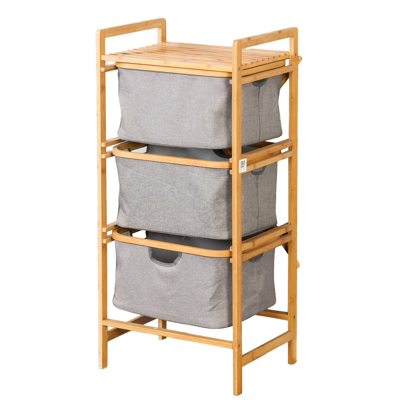 Floordirekt Wäschekorb aus Bambus Missouri, Wäschesortierer mit 3 Fächern, günstig online kaufen