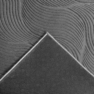 Teppich Schöner warmer Teppich mit elegantem Wellenmuster in anthrazit, Carpetia, rechteckig, Höhe: 16 mm