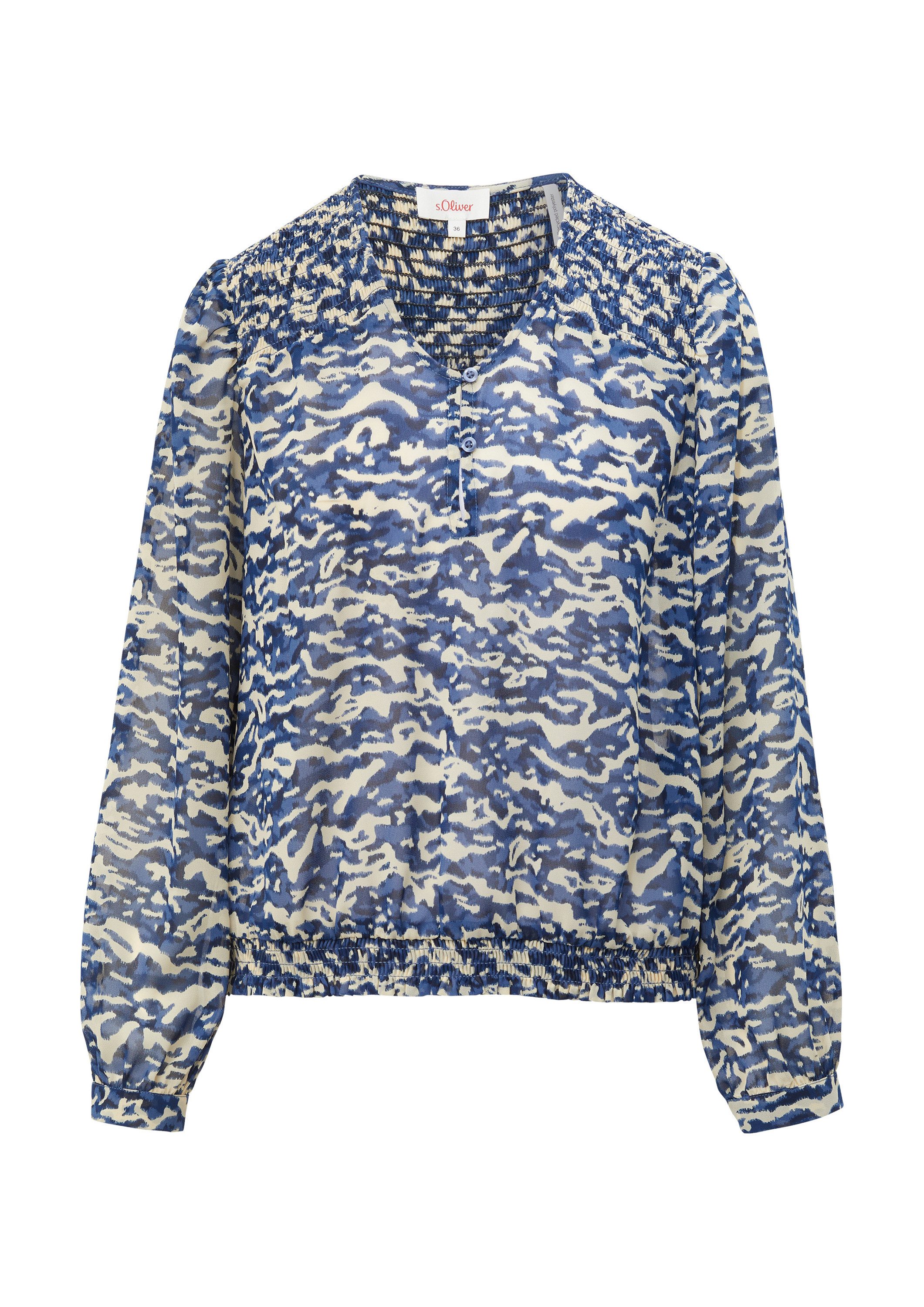 s.Oliver Langarmbluse Bluse Chiffonbluse mit Allover-Print günstig online kaufen