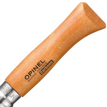 Opinel Taschenmesser Geschenk Set Messer No. 8 + Etui, Klappmesser Taschenmesser Carbon Stahl