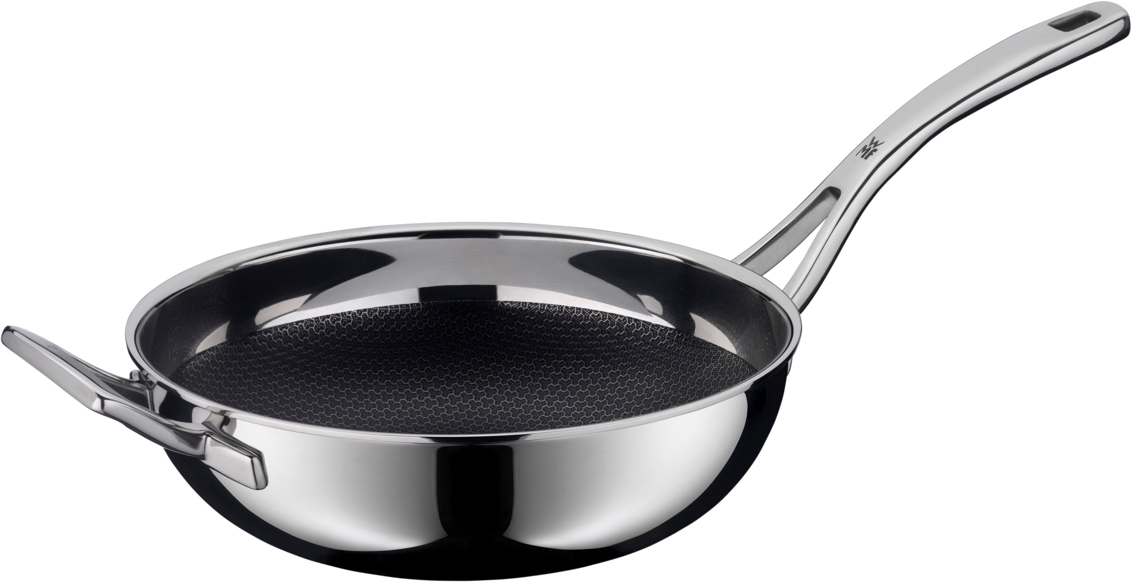 WMF Wok Profi Resist, Cromargan®Edelstahl (1-tlg), 28 cm, kratzfest, Antihaftversiegelung, mehrschichtiger Aufbau