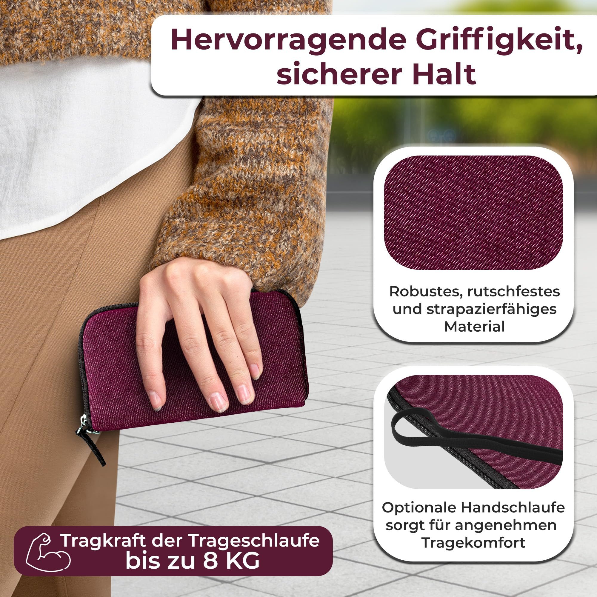 XiRRiX Handytasche für Smartphone - universal Handyhülle mit Handschlaufe (kompatibel mit z.B. Iphone 15 Pro, 16 Pro, 17 Pro, Hülle mit Reißverschluss), Softcase für besten Schutz Dank Polsterung mit Stoßdämpfung