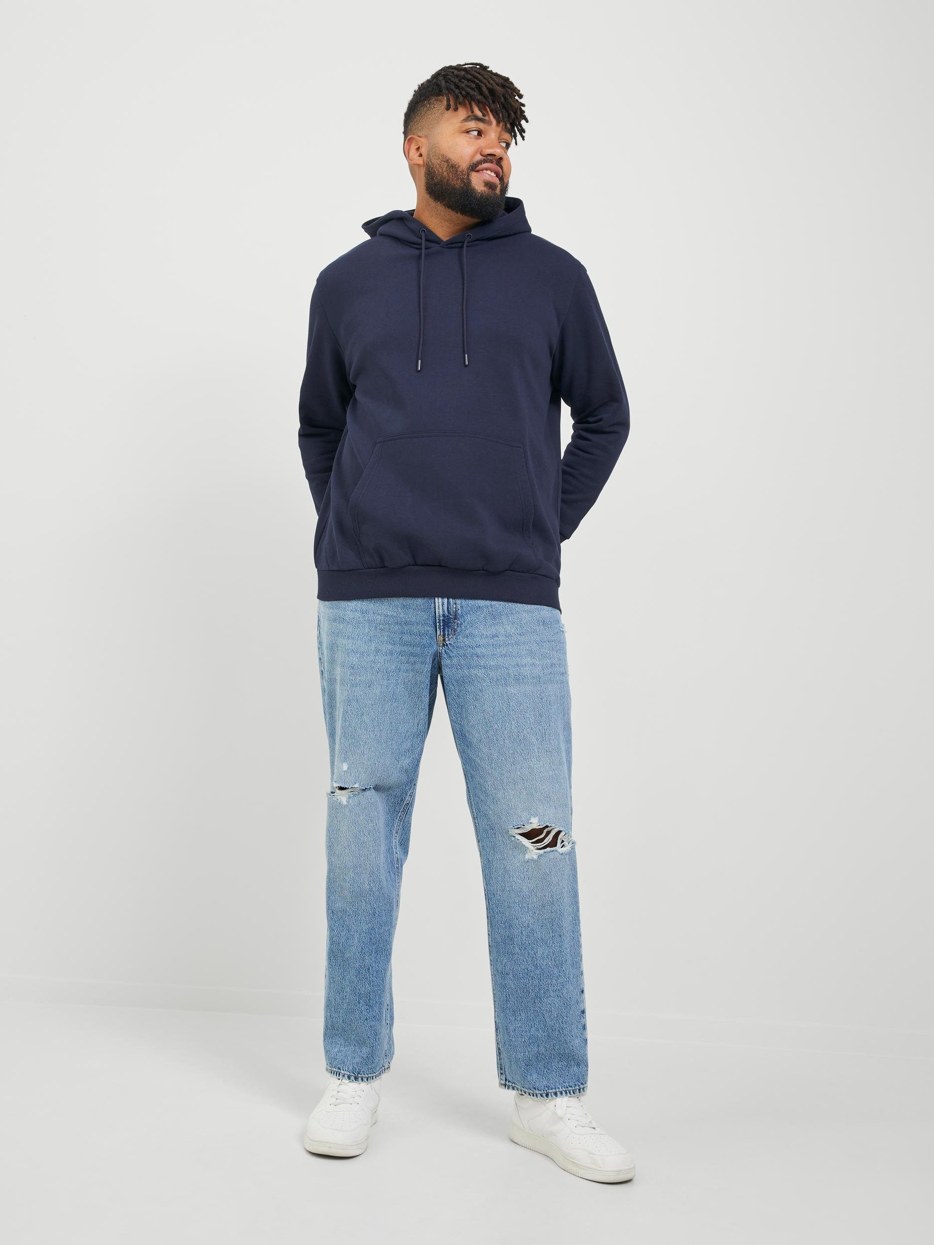 Jack & Jones PlusSize Kapuzensweatshirt JJEBRADLEY SWEAT HOOD NOOS PLS mit Rippbündchen