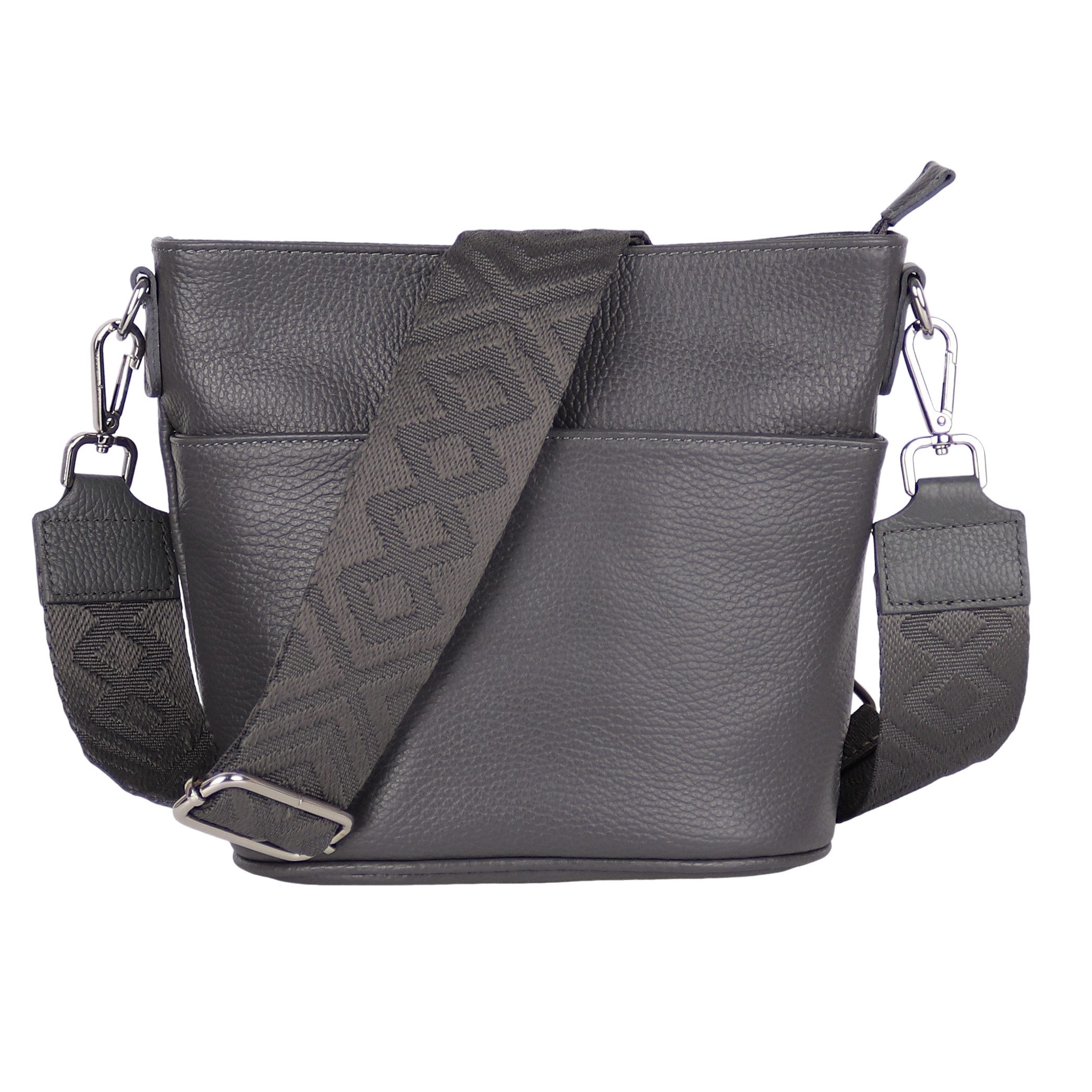 MIRROSI Umhängetasche Damen, Crossbody Bag, Echtleder Made in Italy (1 Tasche 2 Gurte oder Basic Version 1 Tasche 1 Gurt), 24x18x12cm (BXHXT)