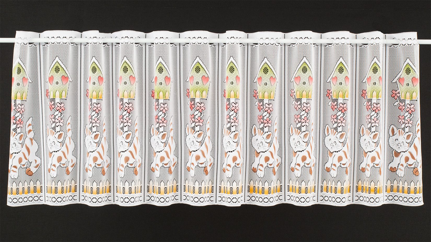 Gardinen Kranzusch Scheibengardine Vogelhaus und Katze (1 St), Stangendurch günstig online kaufen