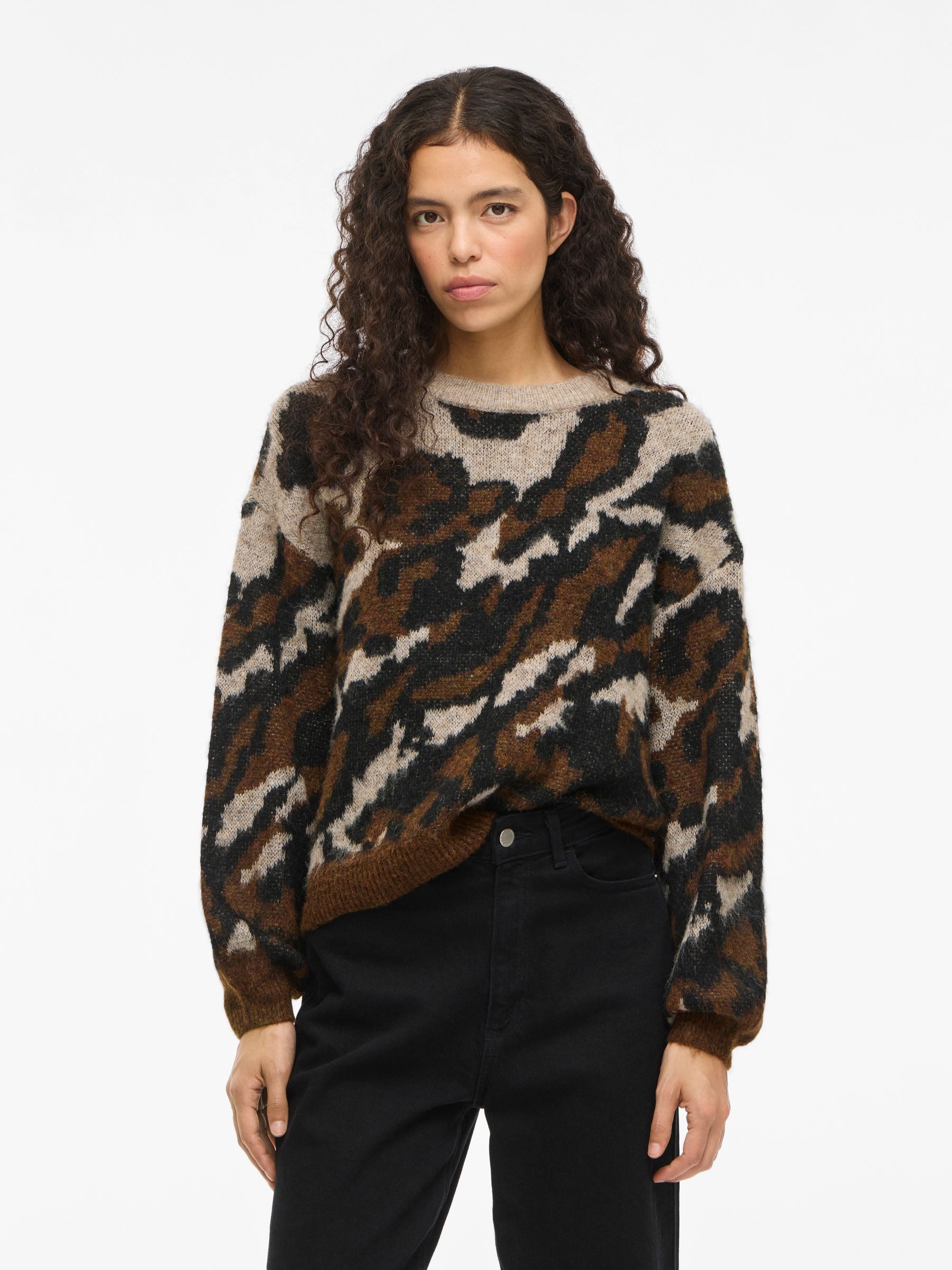 Vila Strickpullover Stylischer Camouflage-Look mit zeitlosem Flair (1-tlg) günstig online kaufen