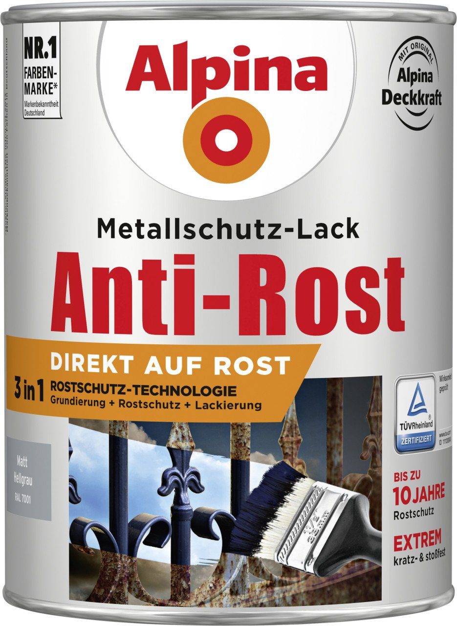 hellgrau Alpina Metallschutz-Lack Alpina L 2,5 Metallschutzlack Anti-Rost