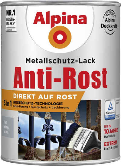 Alpina Metallschutzlack Alpina Metallschutz-Lack Anti-Rost 2,5 L hellgrau