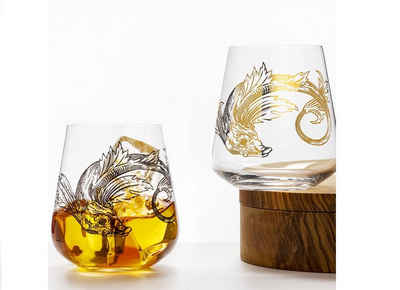 Crystalex Whiskyglas Seafall Whiskygläser Wassergläser Kristallglas 400 ml 2er Set, zwei verschiedene Farben