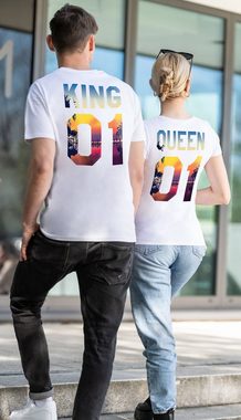 Couples Shop T-Shirt KING & QUEEN T-Shirt für Paare mit modischem Print