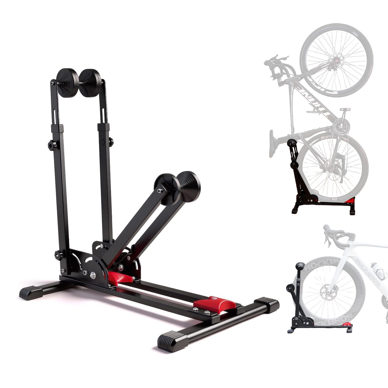 TWSOUL Fahrradständer Verstellbarer Faltbar für 24–29 Zoll, Fahrradständer Boden, Fahrradständer Rennrad,geeignet für Rennräder & Mountainbikes