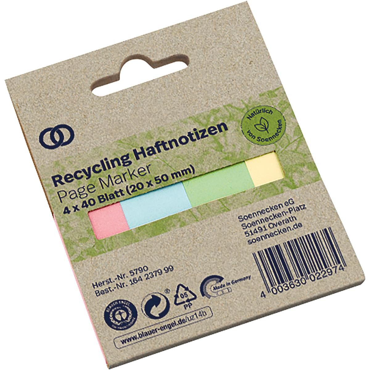 Soennecken Marker Soennecken Haftstreifen oeco RC 5790 20x50mm 40Bl. sort. 4St.