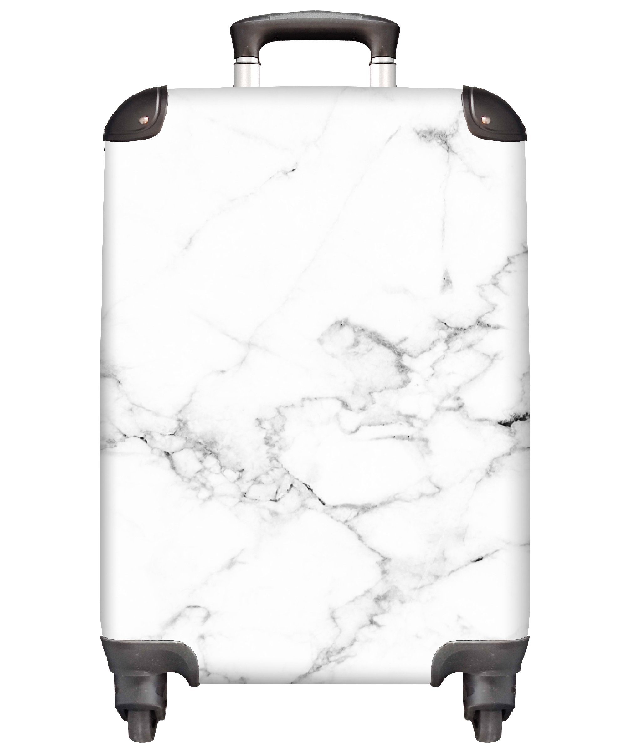 MuchoWow Handgepäckkoffer Marmor - Weiß - Grau - Luxus - Marmoroptik - Strukturiert, 4 Rollen, Reisetasche mit rollen, Handgepäck für Ferien, Trolley, Reisekoffer